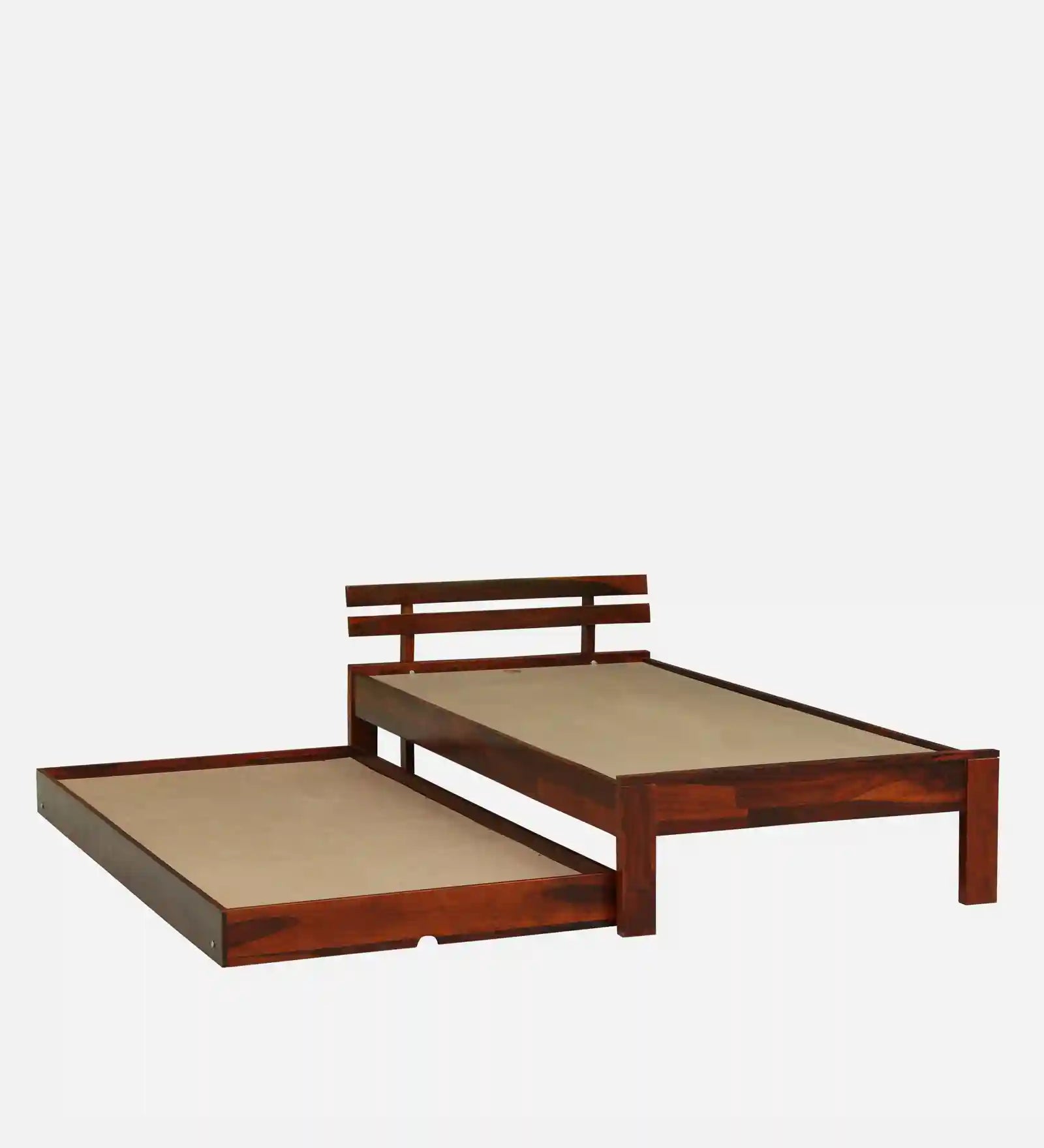 Vriksha wooden single bed pull out trundle space saving bed India
