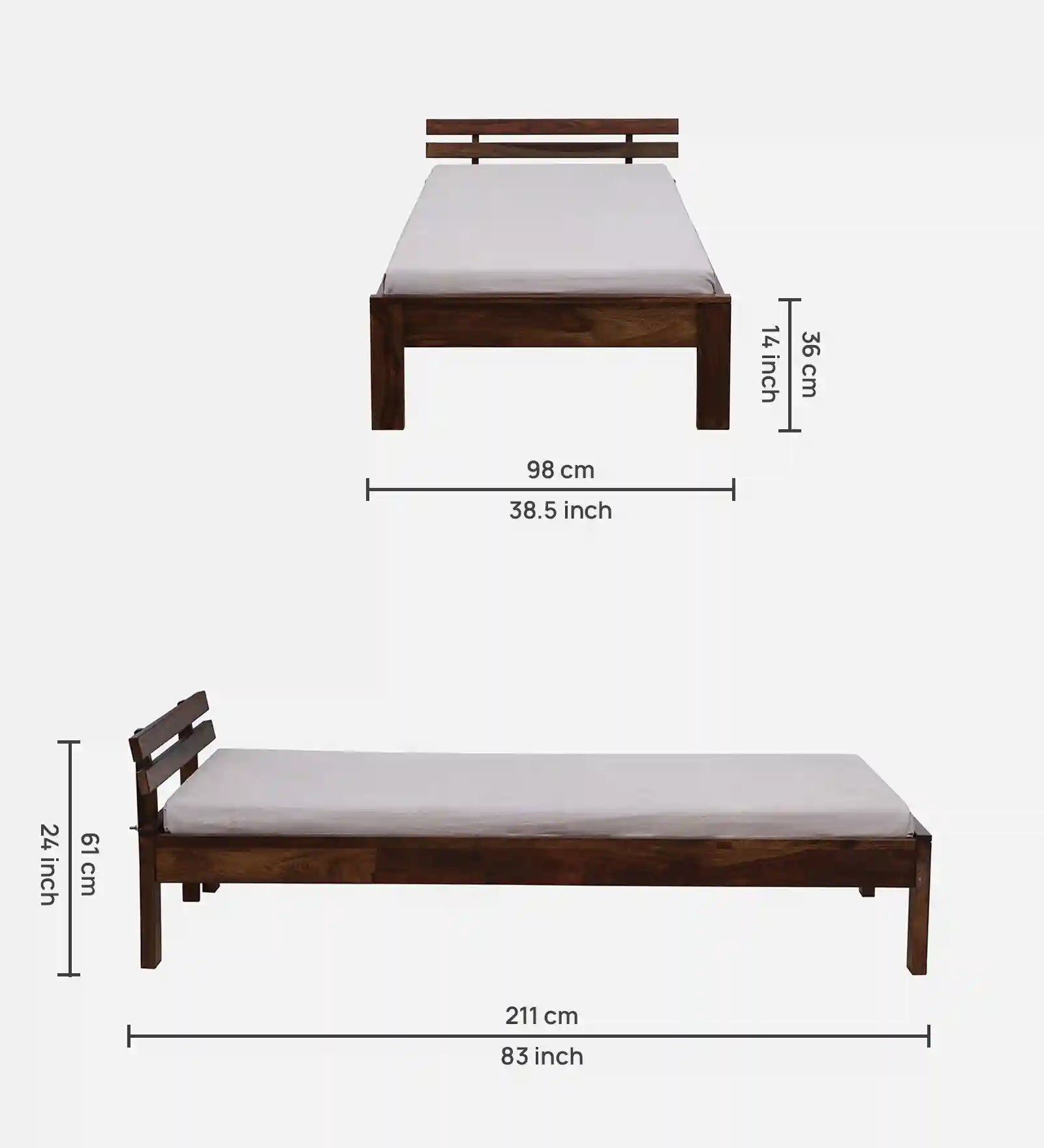 Vriksha wooden single bed without storage natural finish bed India