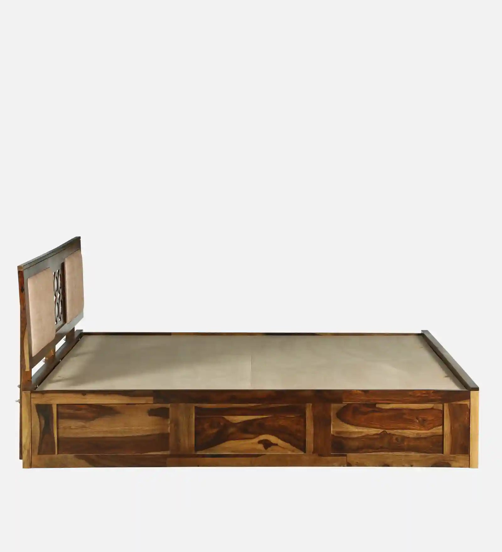 hidden box storage lift panel system sheesham wood queen size bed india