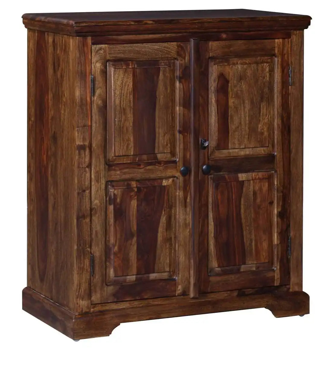 Wooden bar cabinet in sheesham wood for liquor storage and home decor