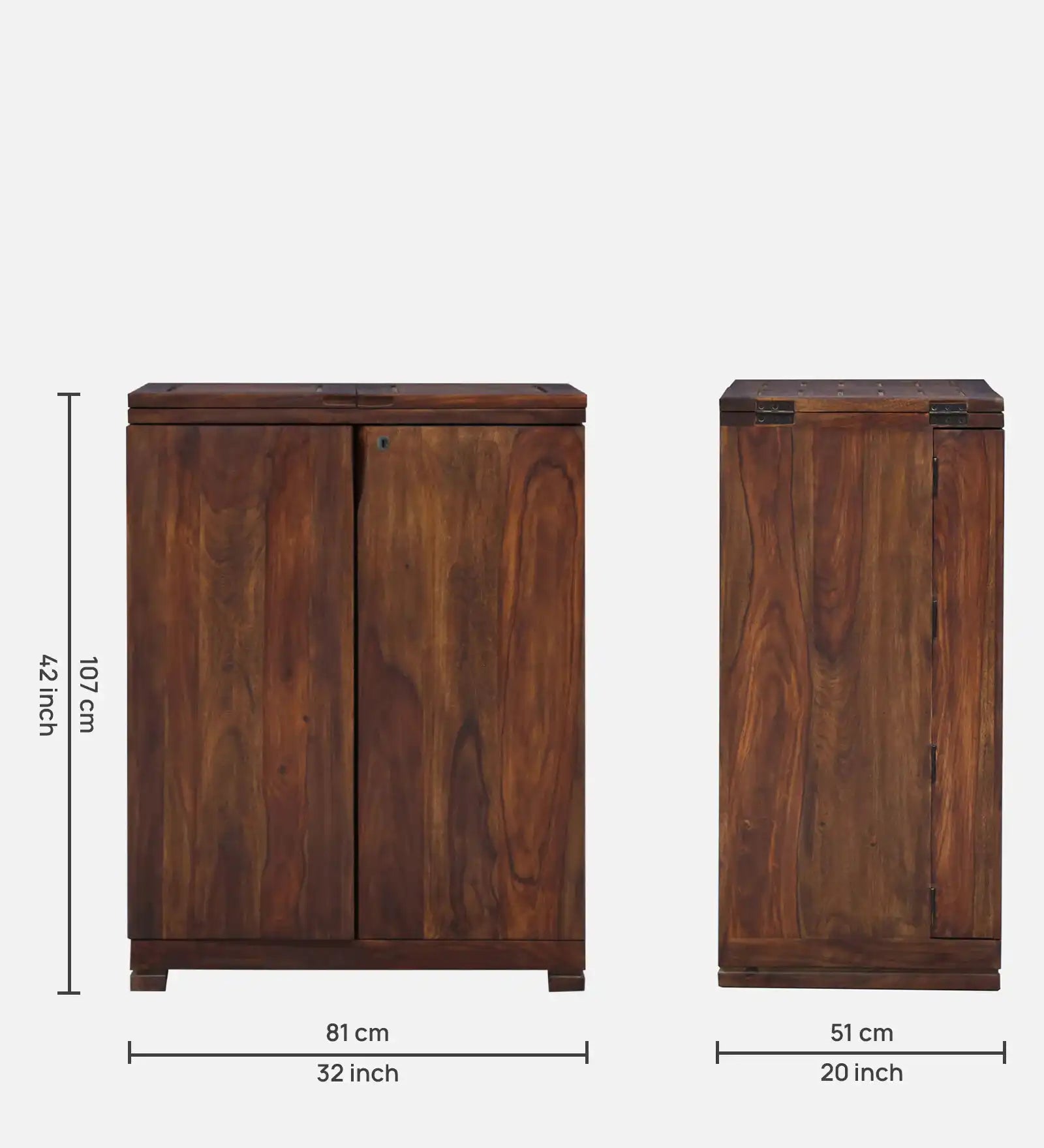Wooden bar unit in sheesham wood for home bar furniture setup