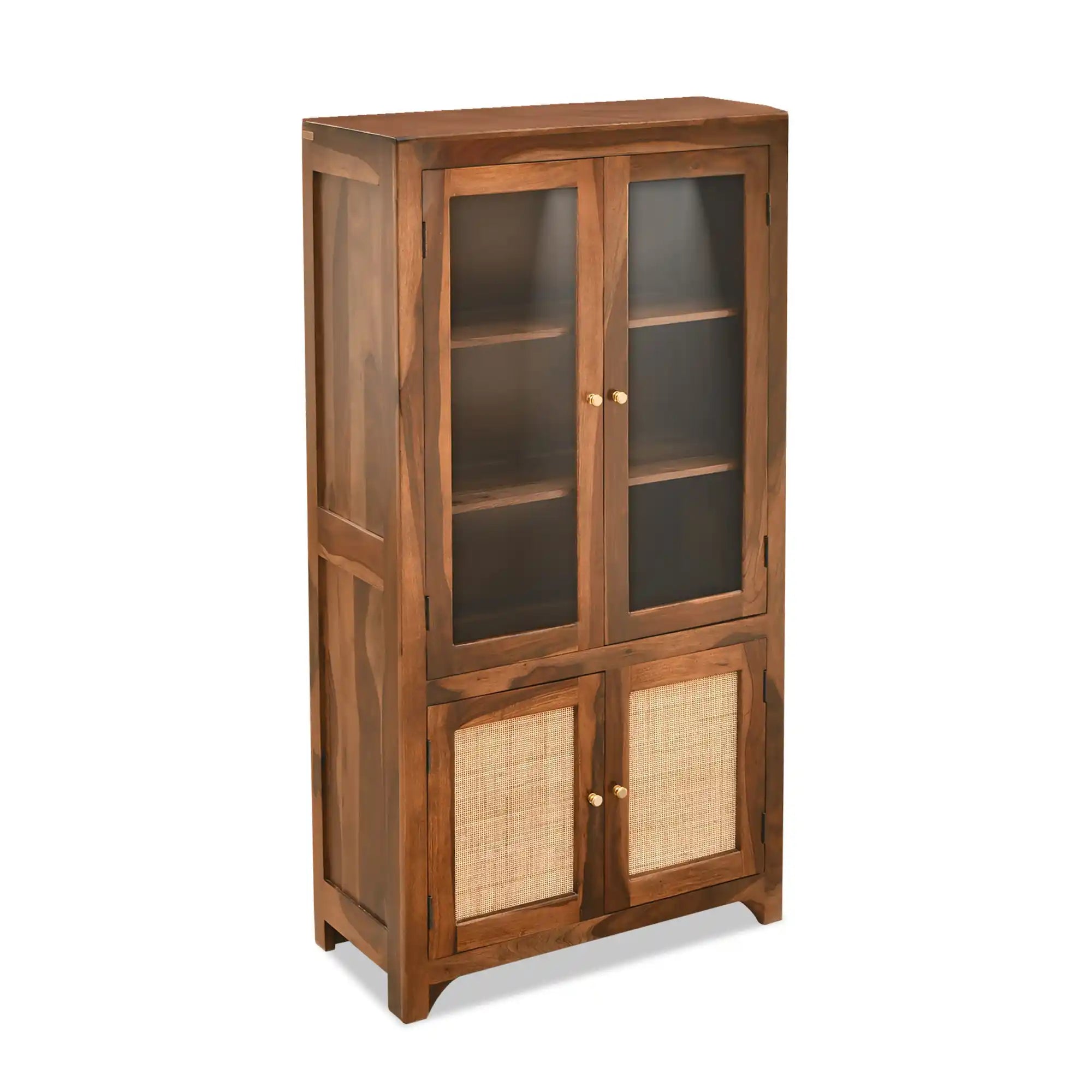 Wooden bookshelf solid sheesham wood display storage unit India