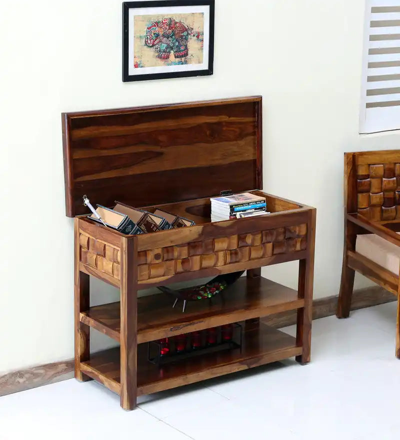 Wooden console unit for hall in solid wood for modern decor setup