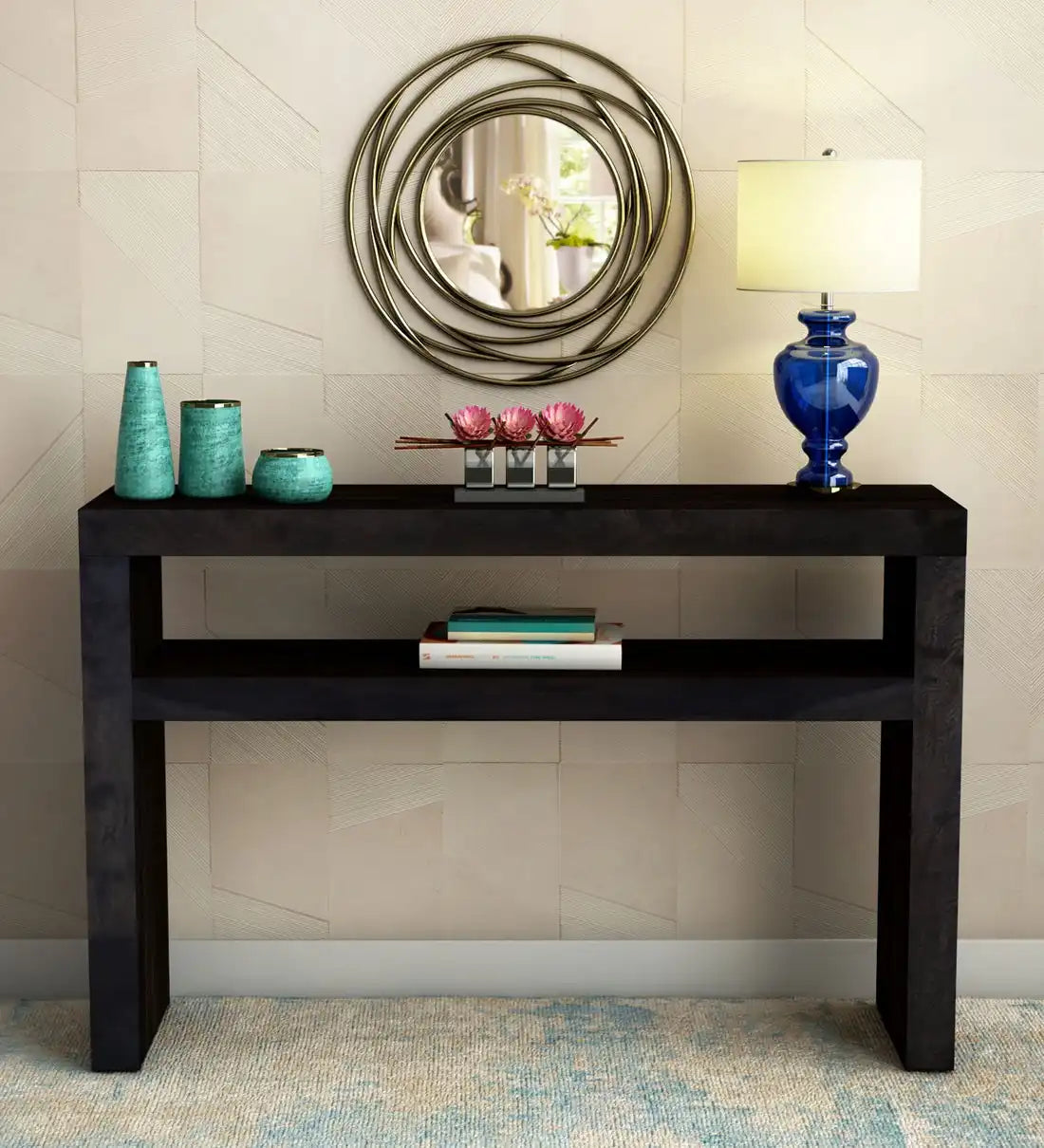 Wooden hall console table in solid wood for modern design homes
