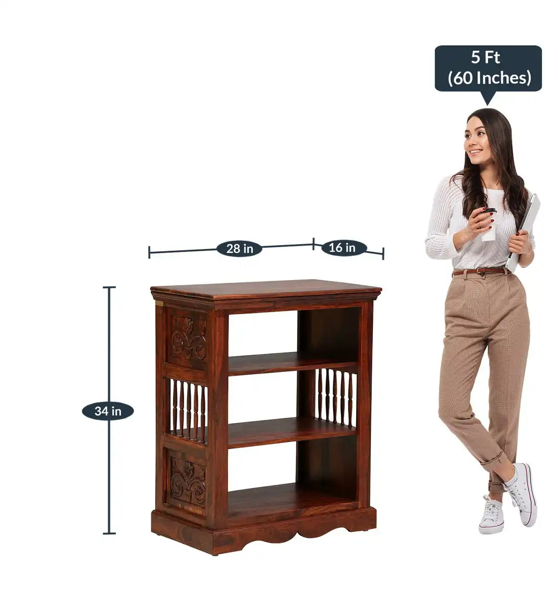 Wooden shoe rack cabinet made from durable sheesham wood for long-lasting home storage