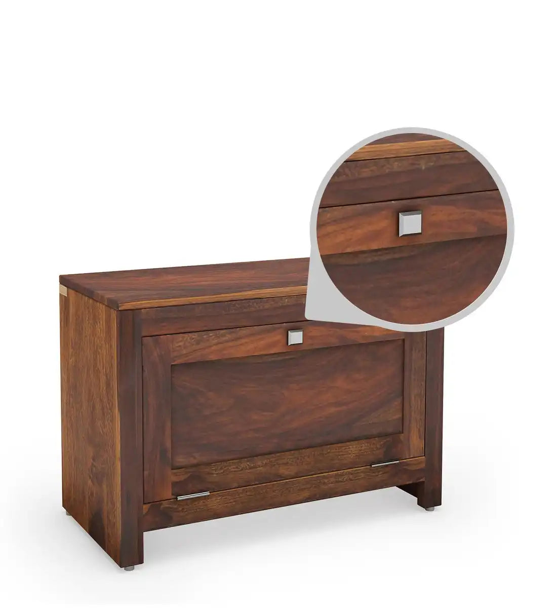 Wooden shoe rack cabinet made from sheesham wood for organized footwear storage