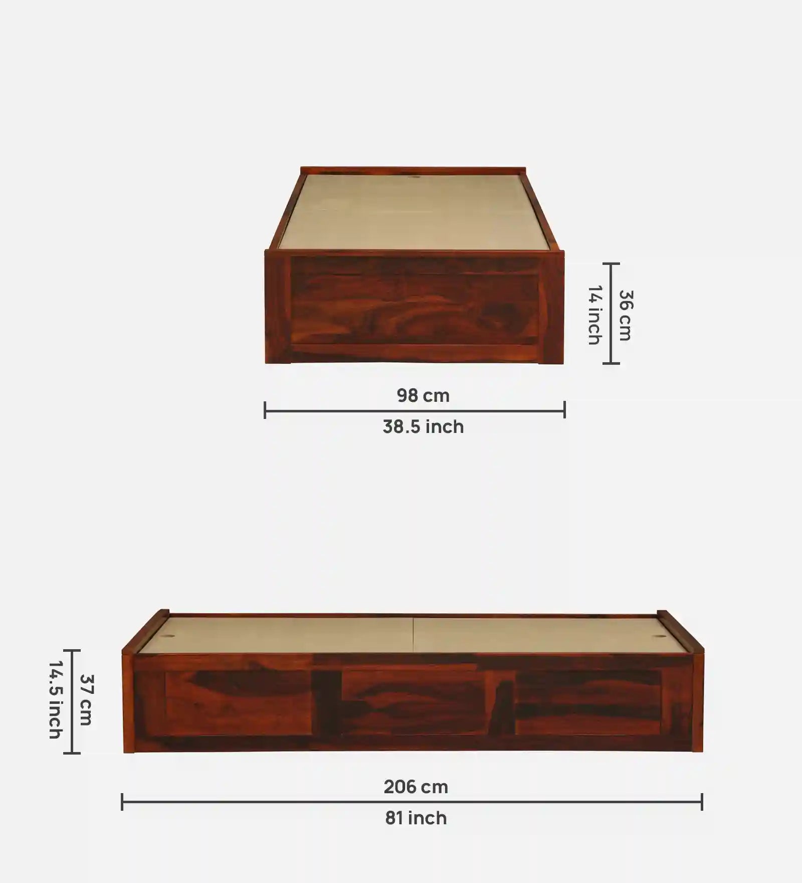 Wooden single bed with storage Sthira solid wood furniture India