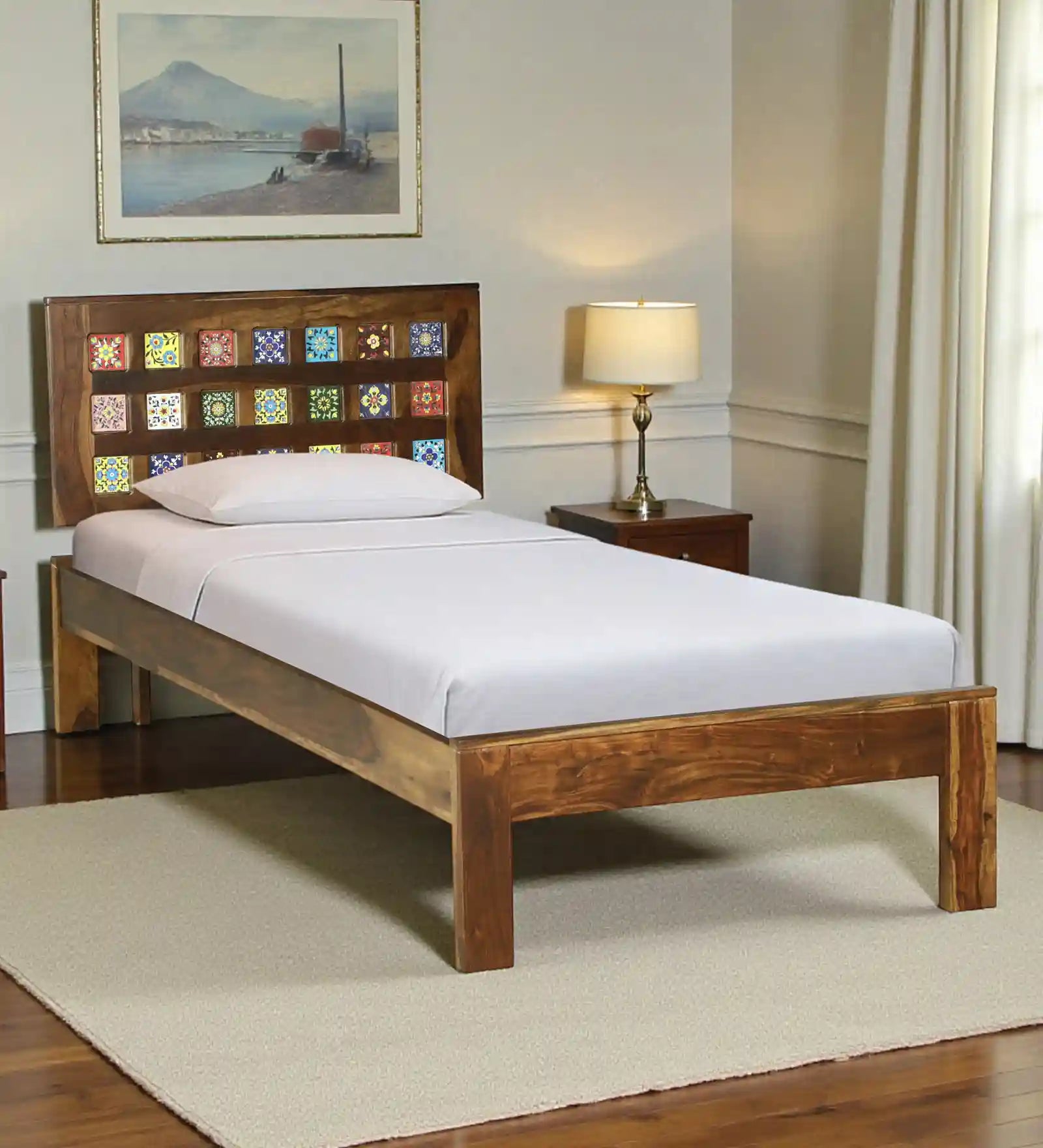 Anamika Solid Wood Single Bed Without Storage