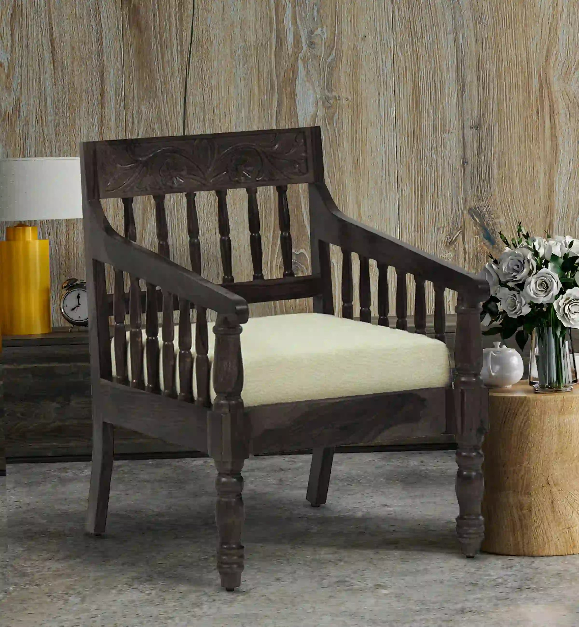 wooden single seat sofa solid wood furniture for living room india