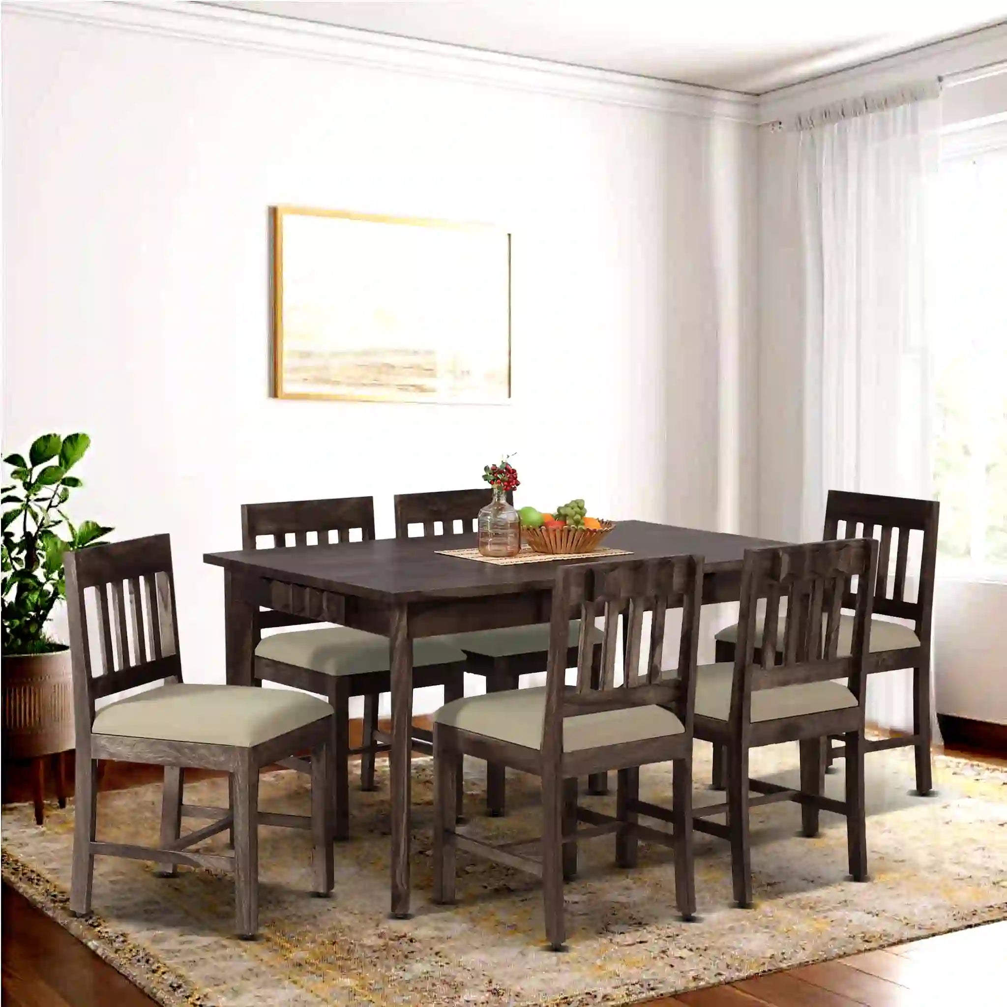 Wooden six-seater dining table set Alford furniture for elegant home decor
