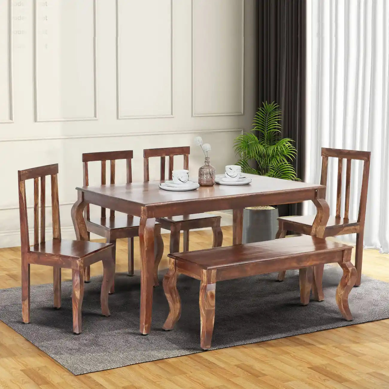 Wooden six-seater dining table set Cairo furniture for elegant home decor