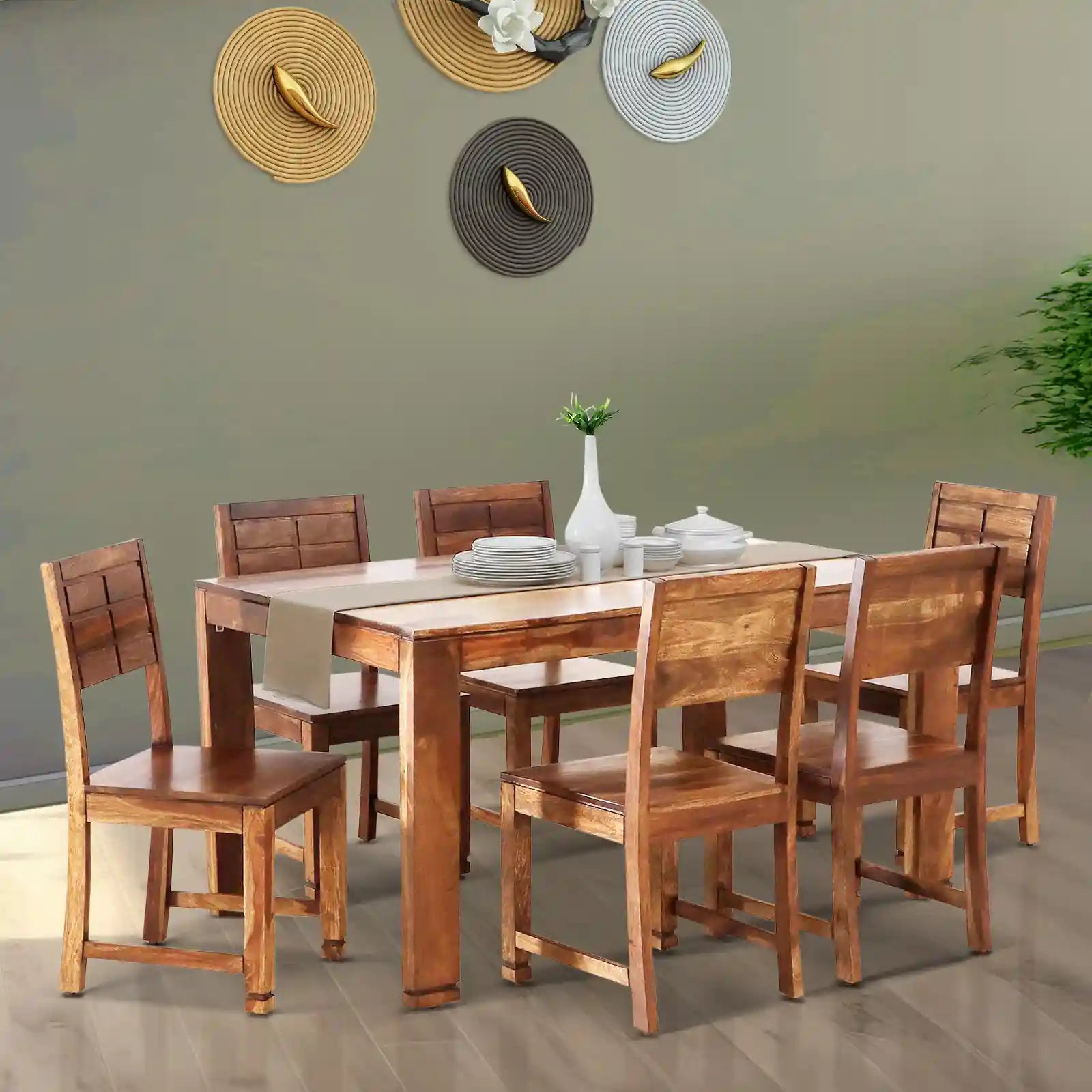 Wooden six-seater dining table set Moscow furniture for elegant home decor