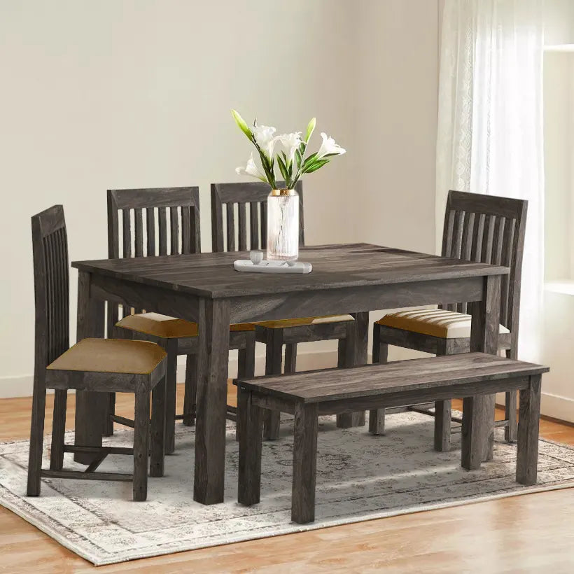 Wooden six-seater dining table set Peter furniture for elegant home decor