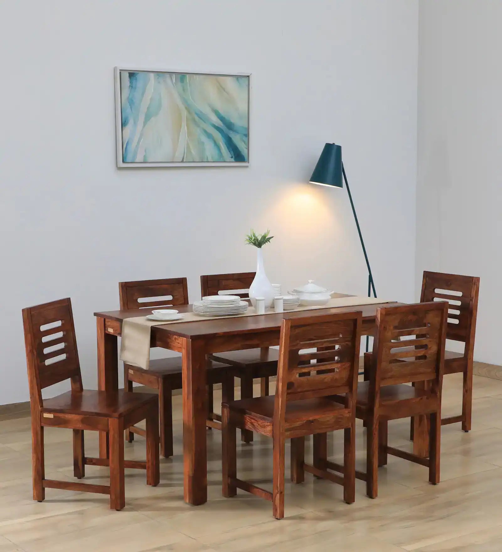 Wooden six-seater dining table set Saho furniture for elegant home decor