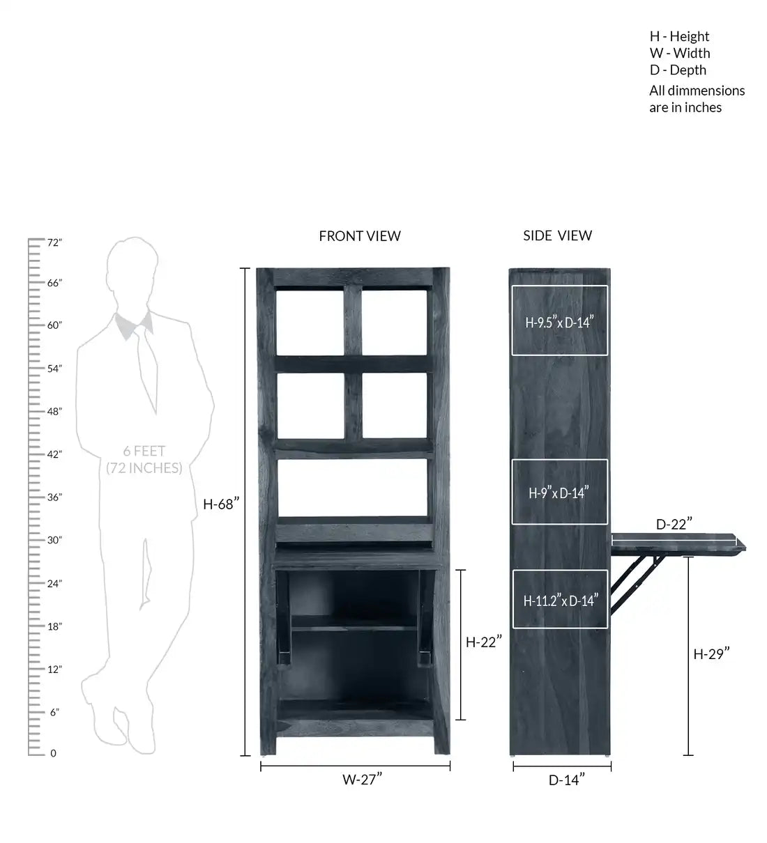 Wooden study desk with book storage rack solid wood home setup