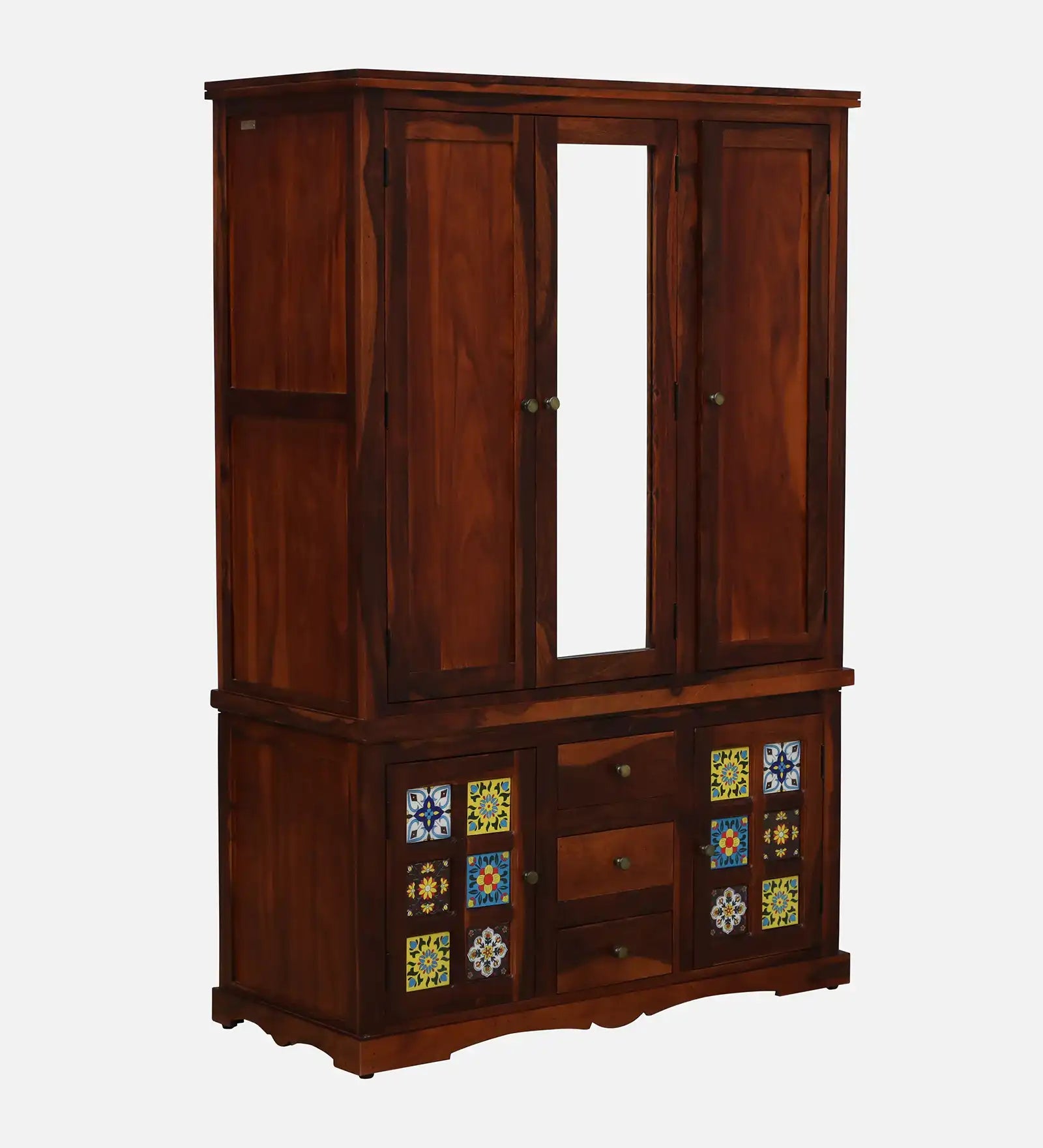 Wooden wardrobe three door Anamika sheesham storage cabinet India