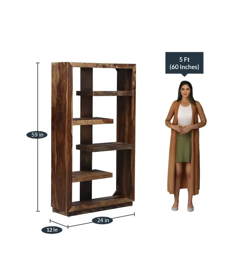 Ziya solid wood storage rack bookshelf sheesham home furniture unit