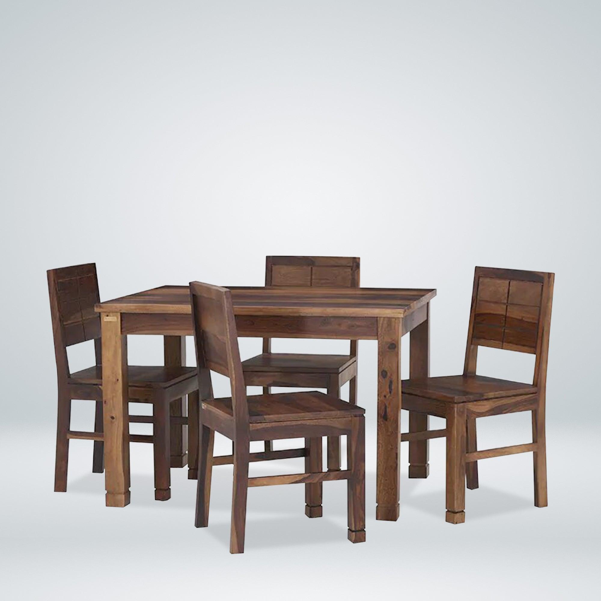 Bruno 4 Seater Dining Table Set in Teak Finish - Rajwada Furnish