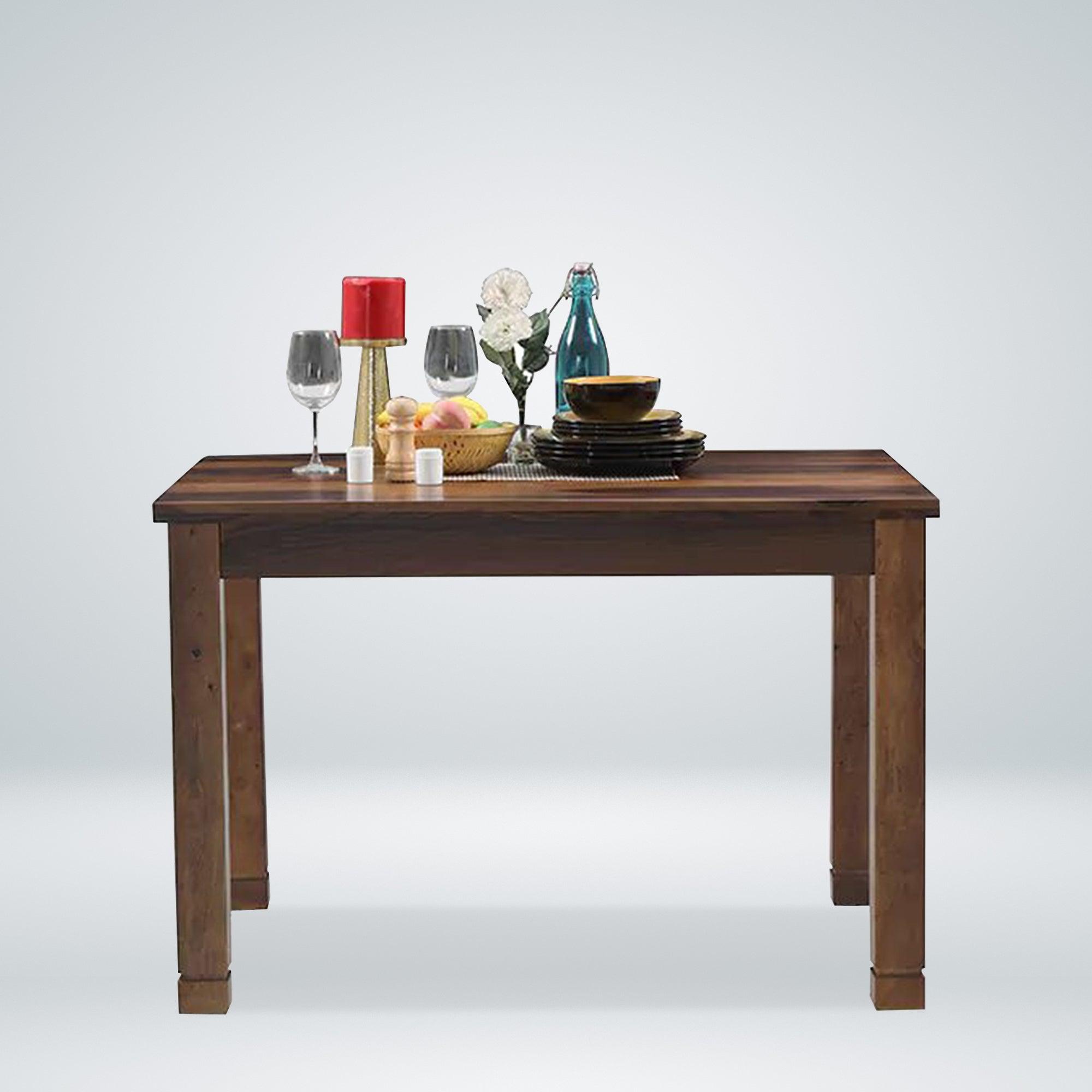Bruno 4 Seater Dining Table Set in Teak Finish - Rajwada Furnish