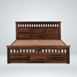 Kuber Solid Wood Double Bed Without Storage For Bedroom In Provincial Teak Finish
