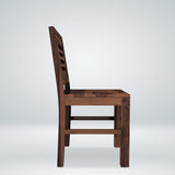 Acro Solid Wood Dining Chairs Wooden Set of 2 in Teak Finish