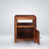 Diamond Wooden Nightstand Table for Bedroom in Teak Finish by Rajwada