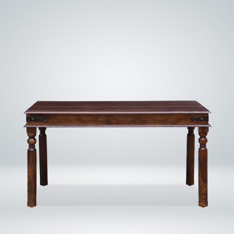 Arjuna Solid Wood 6 Seater Dining Table with Chairs in Teak Finish