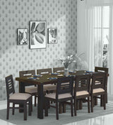 Acro Wooden 8 Seater Dining Table Set with Cushion Chairs