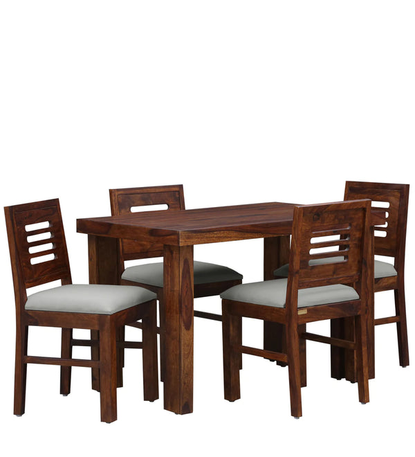 Acro Solid Wood 4 Seater Dining Table Set with Cushioned Chairs