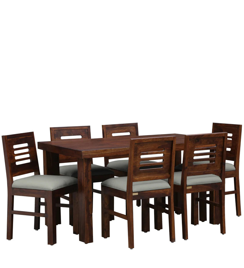 Acro 6 seater dining table wooden with Cushioned Chairs & Bench