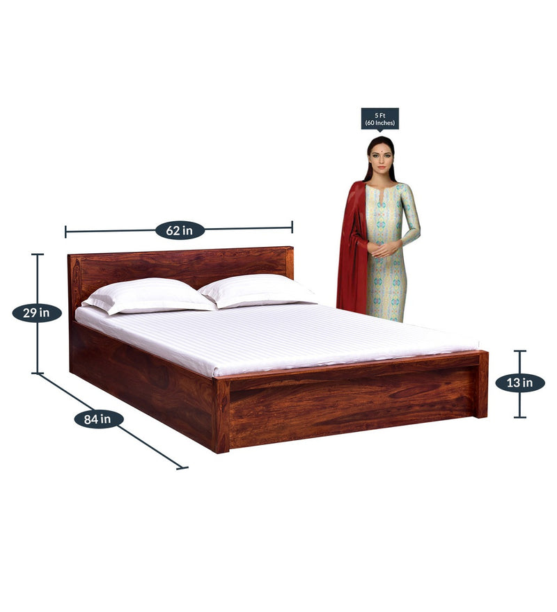 Acro Solid Wood King/Queen Size Bed For Bedroom with Box Storage