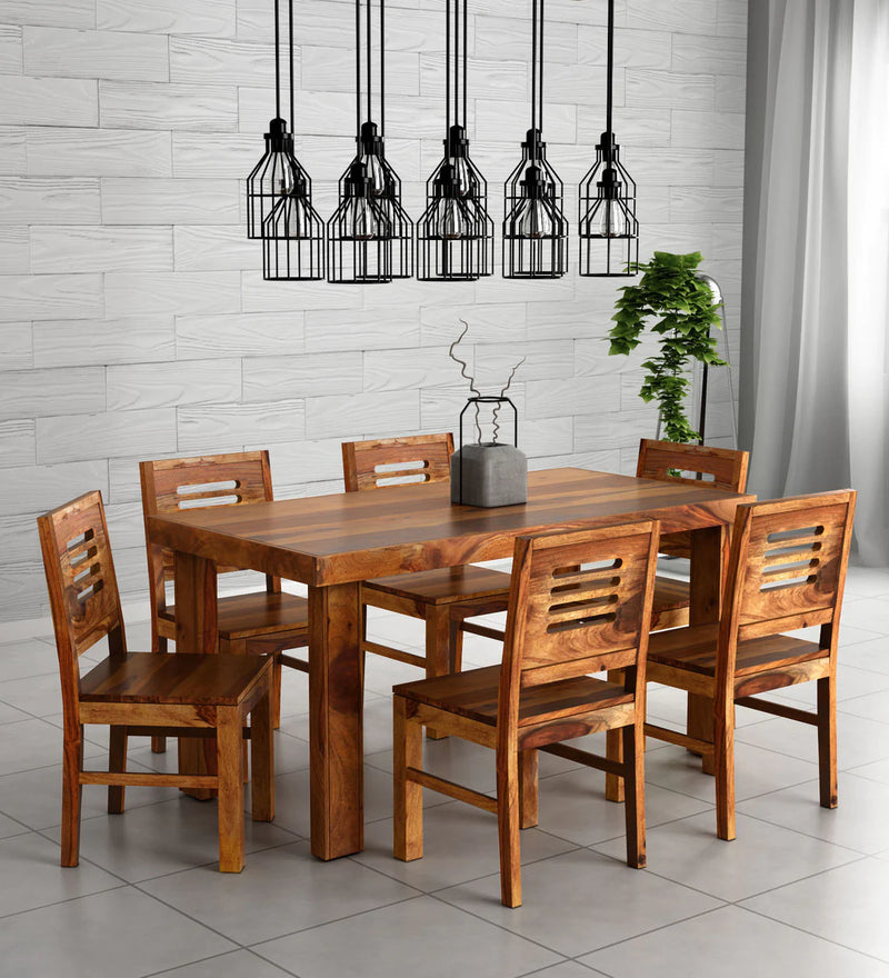 Acro Solid Wood 6 Seater Dining Table Set for Dining Room