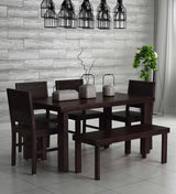 Acro Wooden 6 Seater Dining Table Set with Bench