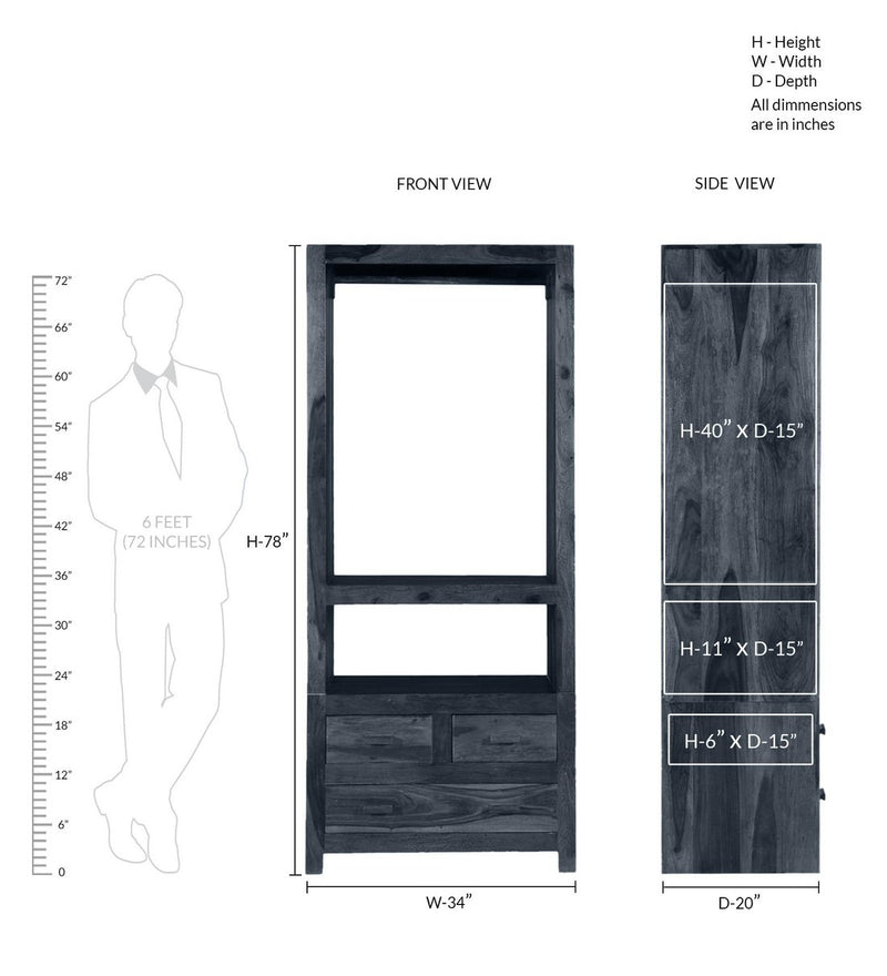 Acro Wooden Open Wardrobe for Bedroom & Living Room
