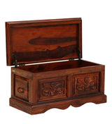 Deventi Solid Wood Traditional Trunk Box & Coffee Table In Honey Oak Finish