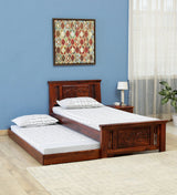 Deventi Traditional Single Bed with Trundle for Bedroom In Honey Oak Finish