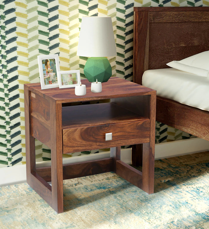 Mia Sheesham Wood Bedside Table For Bedroom