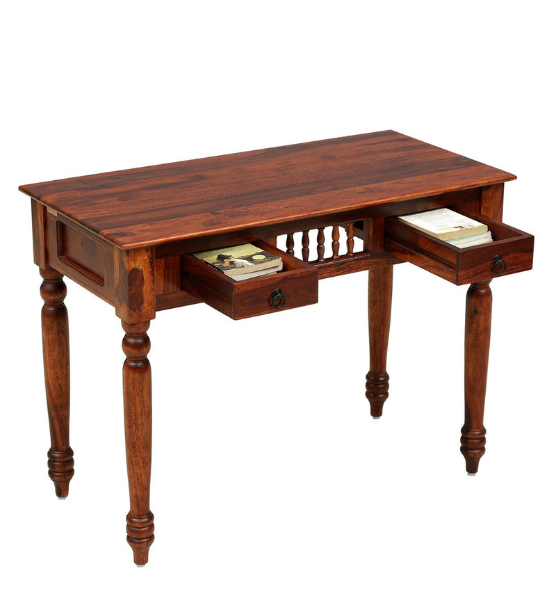 Deventi Traditional  Wooden Study & Office Table In Honey Oak Finish