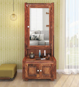 Ashoka Wooden Dresser with Seating for Bedroom in Provincial Teak Finish