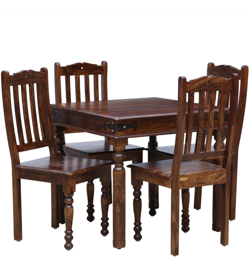 Haveli Wooden 4 Seater Dining Set in Provincial Teak Finish
