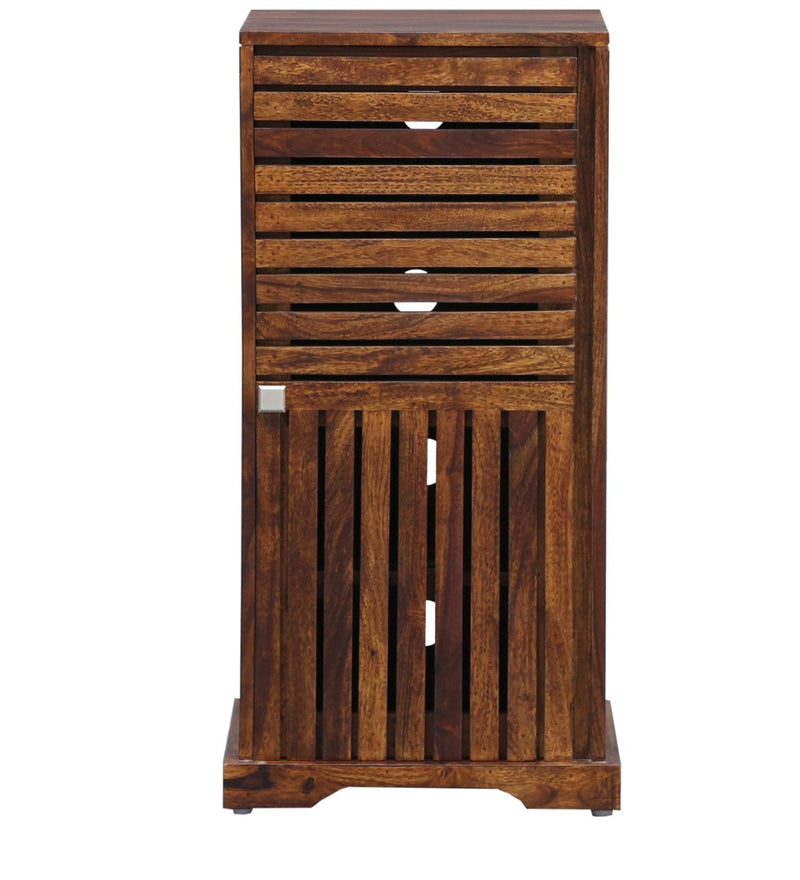 Noll Wooden Single Door Shoe Rack For Living Room in Provincial Teak Finish