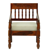 Deventi Wooden Single Seater Sofa for Living Room In Honey Oak Finish