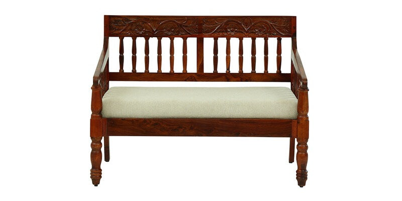Deventi Solid Wood 2 Seater Sofa for Living Room In Honey Oak Finish