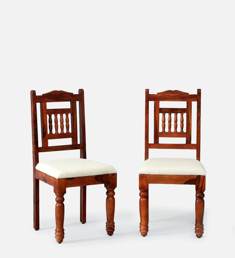 Deventi Wooden Dining Chair Set Of 2 for Kitchen & Dining In Honey Oak Finish
