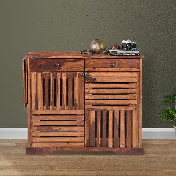 Letin Wooden Shoe Rack for Home In Provincial Teak Finish by Rajwada - Rajwada Furnish