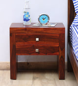 Ontorio Solid Wood Bedside Table For Bedroom in Honey Oak Finish