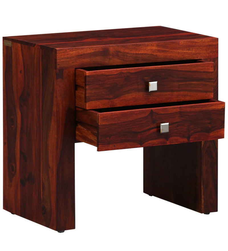 Ontorio Solid Wood Bedside Table For Bedroom in Honey Oak Finish