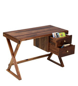 Mia Wooden Study Table with Drawers For Study & Office in Teak Finish