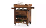 Kuber Solid Wood Bar Trolley For Dining Room In Provincial Teak Finish
