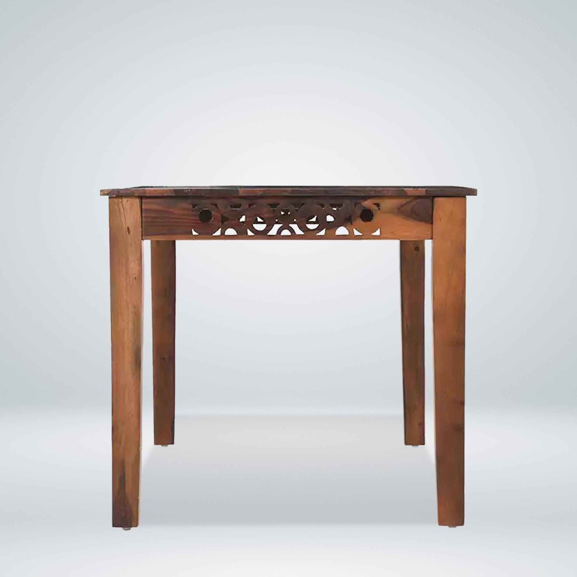 Solid wood six seater dining table set Oro with bench seating and strong build quality